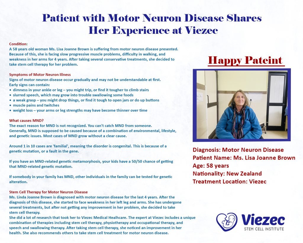 Lisa Joanne Brown came from New Zealand for Amyotropical Lateral Sclerosis Treatment Viezec