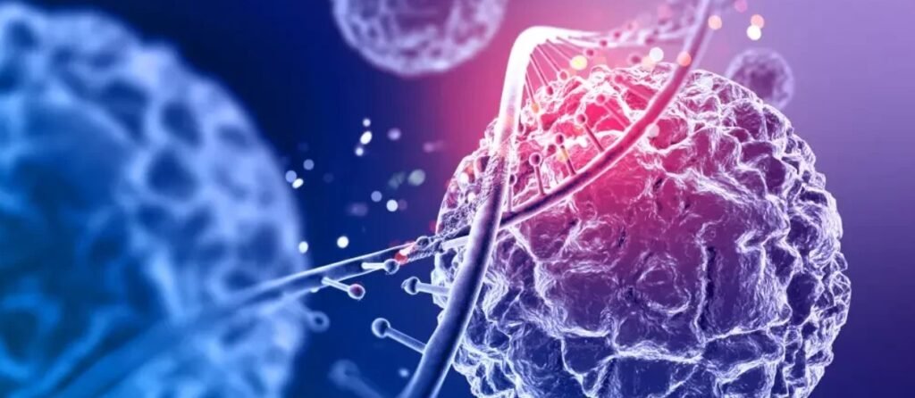 Stem cell therapy concept showing DNA strand and regenerative cells for medical treatment in India