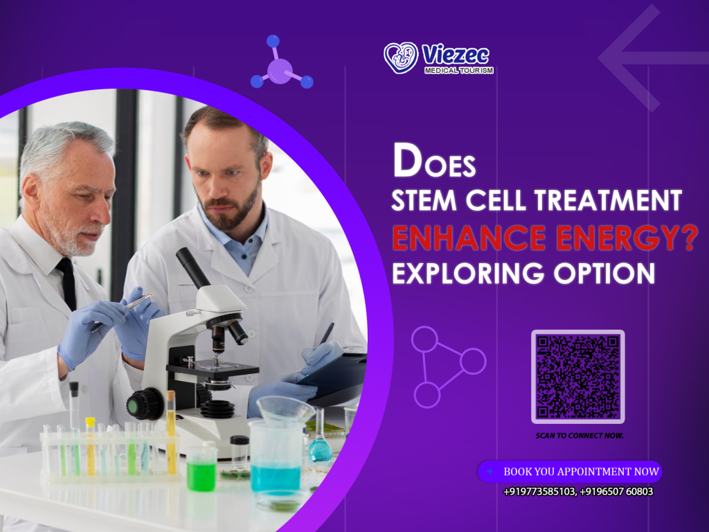 Medical researchers analyzing stem cells for energy enhancement treatment