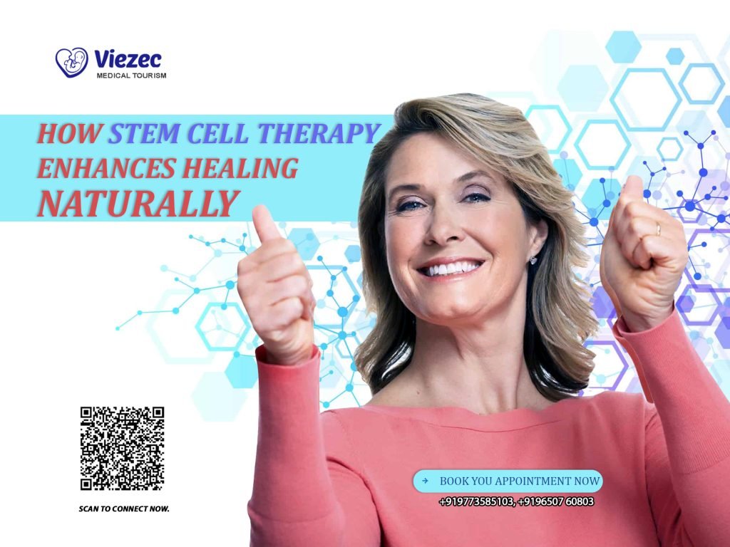 Patient receiving stem cell therapy for natural tissue healing