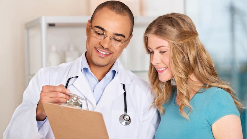 Doctor explaining stem cell therapy limits to a patient