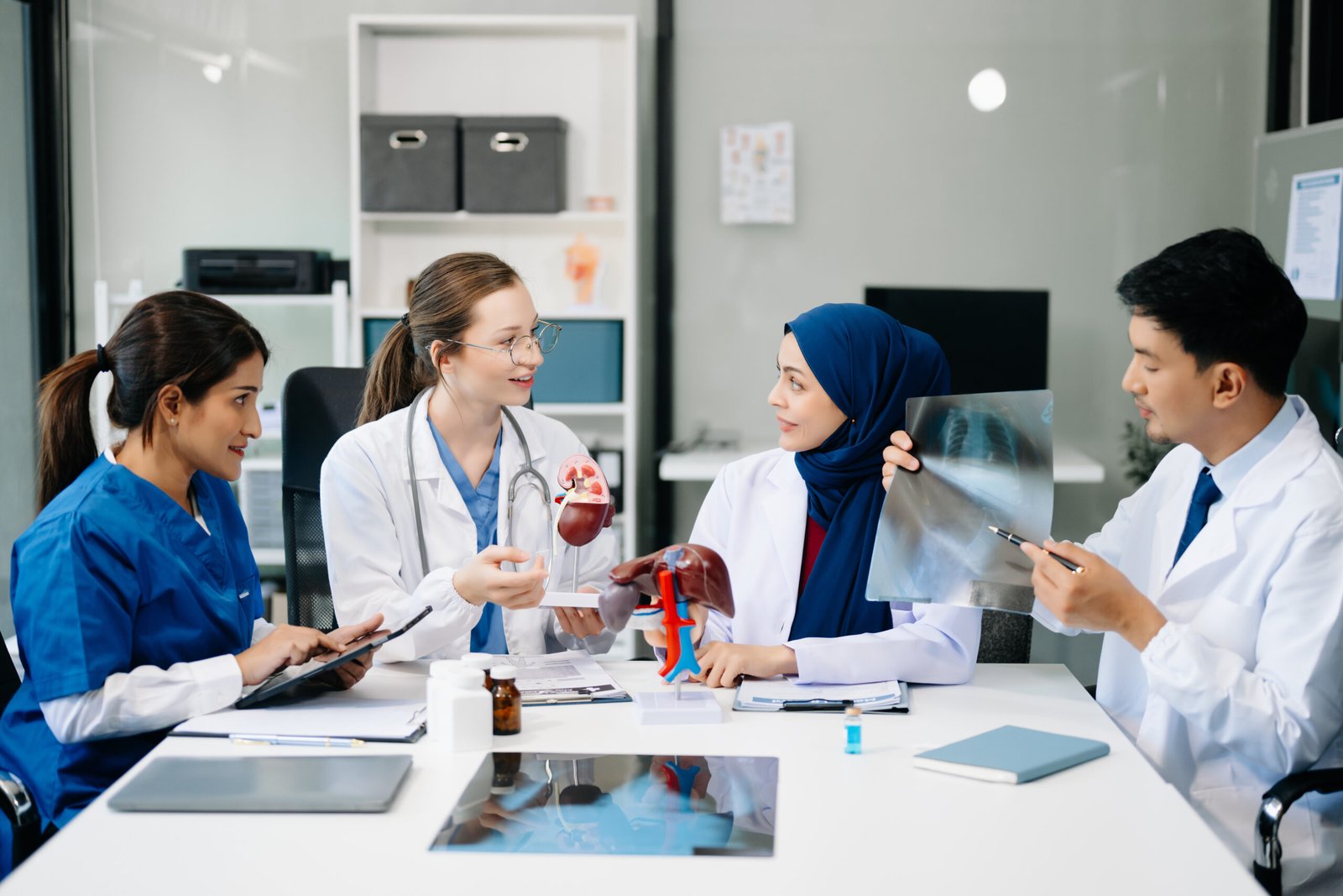 International patient with medical team